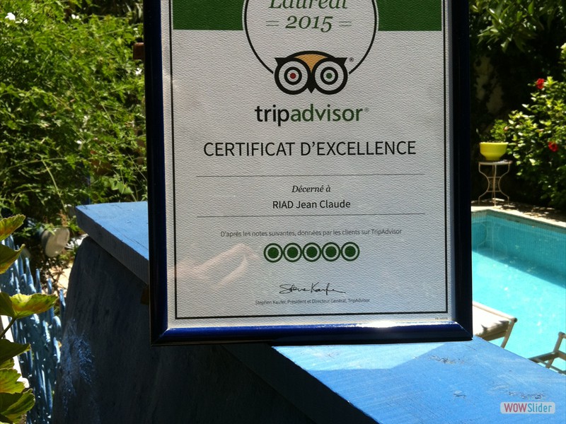 Certificat d'excelence  RIAD JEAN CLAUDE